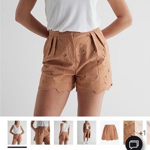 Express super high waisted pleated eyelet shotts